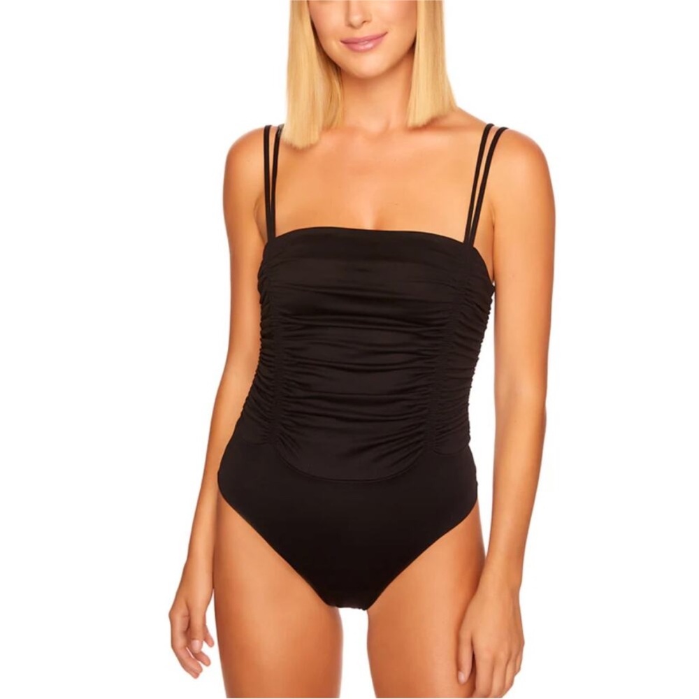 SUSANA MONACO Purple Gathered Double String Bodysuit Size XS